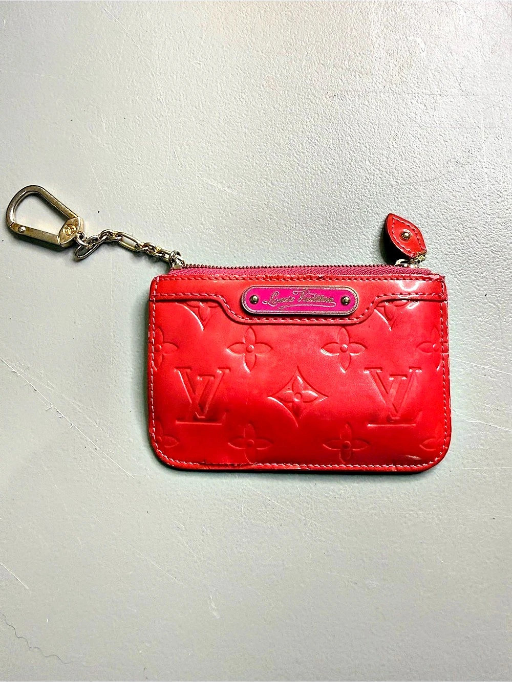 Louis Vuitton Monogram Vernis Pochette Cles Red Wallet